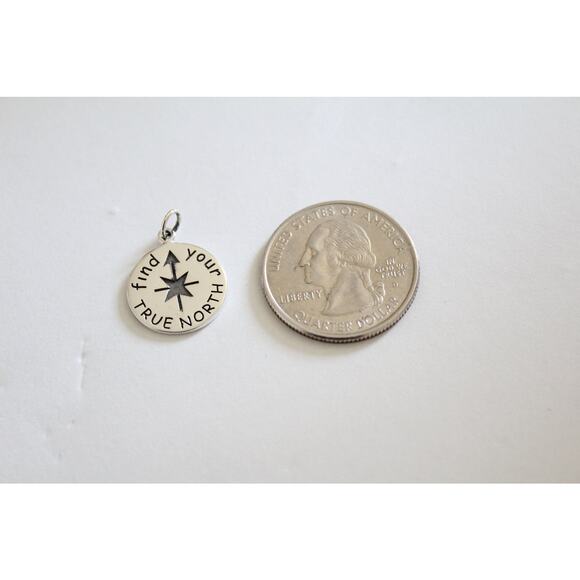 Sterling Silver Find Your True North Compass Charm, Find Your True North Charm - Picture 4 of 5